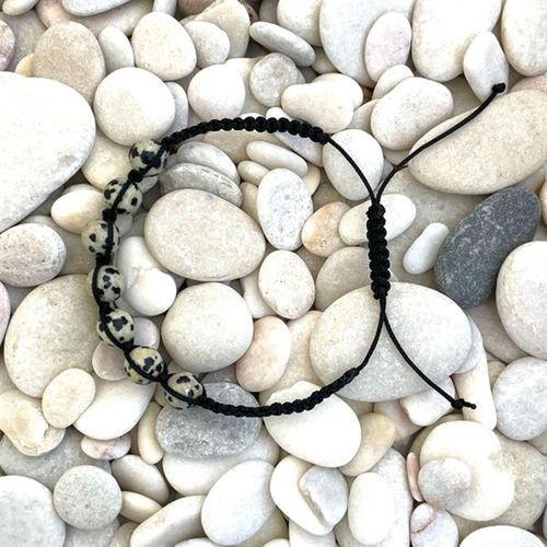 Dalmaçyalı Jasper Doğal Taş Makrome Bileklik
