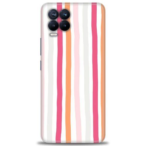 Realme 8 Kılıf HD Baskılı Kılıf - Pembe Çubuklar + Tam Ekran Koruyucu