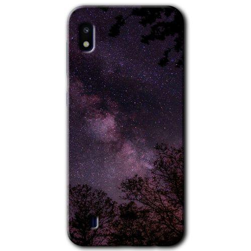 MRCİLETİSİM Samsung Galaxy A10 Kılıf Baskılı Kapak - Gece Galaksi +Tam Kaplayan Mat Seramik