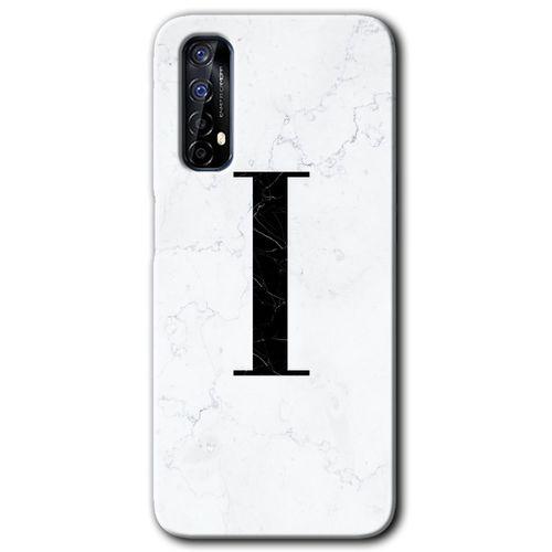 Realme 7 HD Baskılı Kılıf + 9D Tam Ekran Koruyucu - Beyaz Mermer Desenli I Harfi