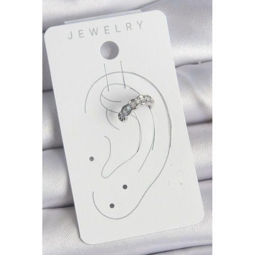 Pirinç Gümüş Renk Zirkon Taşlı Kıkırdak Model Kadın Küpe