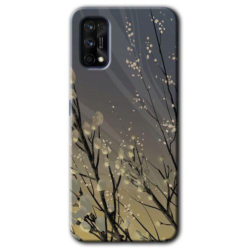 MRCİLETİSİM Realme 7 Pro Kılıf Baskılı Kapak - Branches Flowers + 5D Tam Kaplayan Cam