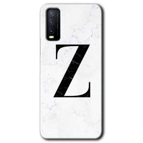 Vivo Y11s Kılıf HD Desen Baskılı Arka Kapak - Beyaz Mermer Desenli Z Harfi