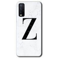Vivo Y11s Kılıf HD Desen Baskılı Arka Kapak - Beyaz Mermer Desenli Z Harfi