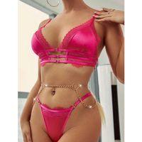 Fuşya Zincir Detaylı Fantezi Sütyen Takımı
