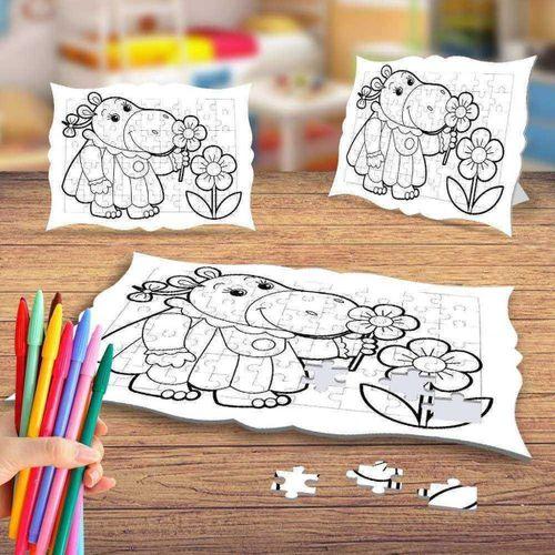 Küçük Su Aygırı Boyama Puzzle Tablo Çocuk Eğitici Yapboz