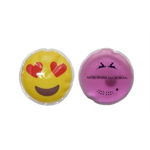 Kalp Emoji Pembe Ceylan Cep Sobası,El Isıtıcı,2 Adet Sıcak Su Torbası Pvc  9Cm