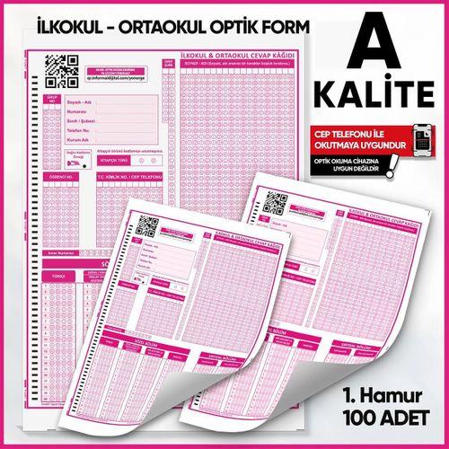 İlkokul-Ortaokul Deneme Sınavları İçin 100 Adet Optik Form