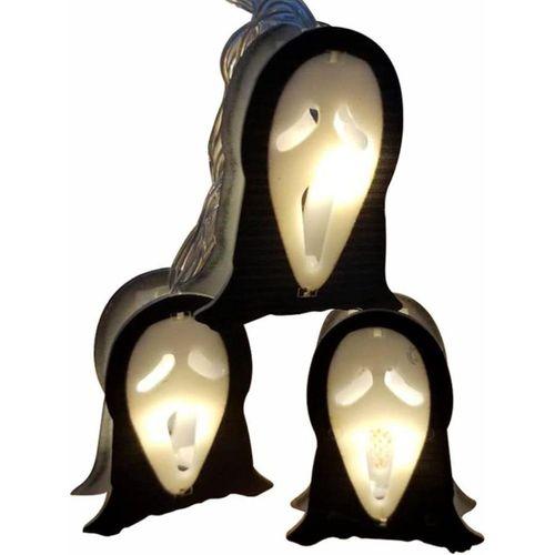 Çığlık Maske Figürlü Günışığı Cadılar Bayramı Süs Işıkları, Pilli LED Aydınlatma, Hallowen Süs Işığı