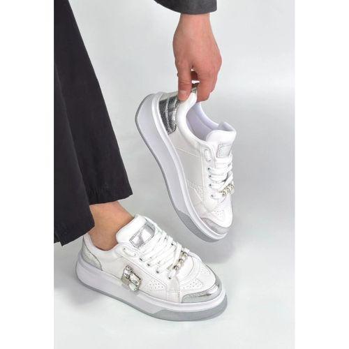 Ceans Beyaz Cilt Bağcıklı Spor Ayakkabı