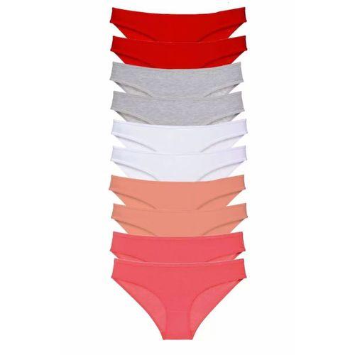 10 adet Süper Eko Set Likralı Kadın Slip Külot Kırmızı Gri Beyaz Pudra Fuşya