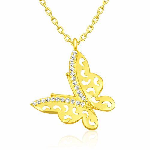 Gümüş Gold Kelebek Bayan Kolye
