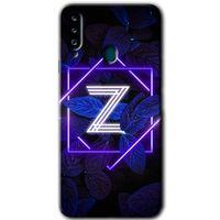 Potkal Hediye Fabrikası Samsung Galaxy A20s Kılıf HD Desen Baskılı Arka Kapak - Dark Neon Yaprak Z Harfi