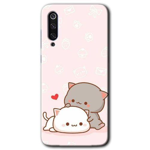 Xiaomi Mi 9 Kılıf HD Desen Baskılı Arka Kapak+Temperli Cam - Kedi Aşkı