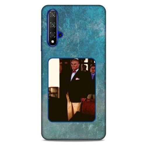 Huawei P Smart S Y8P Kılıf Atatürk (30) Silicone Case Turkuaz Taş