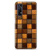 Oppo Realme 7 Kılıf Patchwork (32) Soft Silikon Kılıf Turuncu Kahve