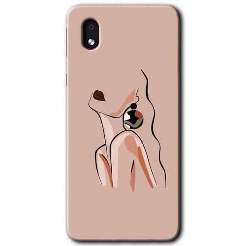 Samsung Galaxy A01 Core Kılıf Baskılı Kapak - Çizim Silüet + 5D Tam Kaplayan Cam