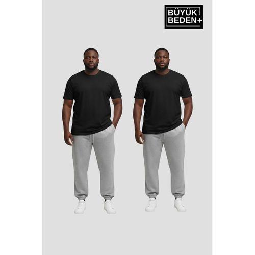 Erkek Büyük Beden İkili Jogger Paça Lastikli İnce Eşofman Altı Seti SPR26BEA951+2