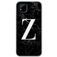 Realme C11 Kılıf HD Desen Baskılı Arka Kapak + Temperli Cam - Siyah Mermer Desenli Z Harfi