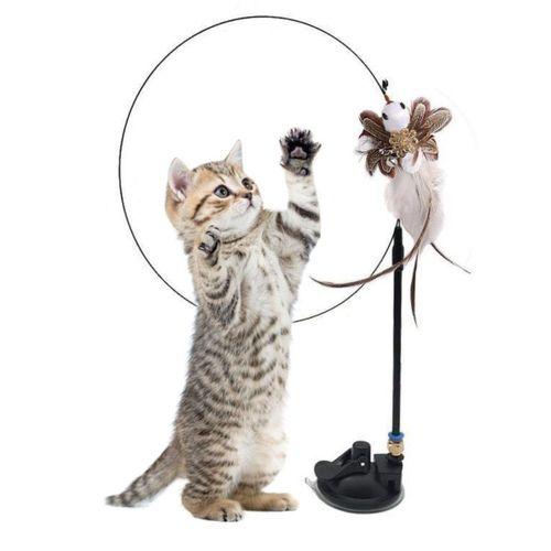 Angel Of Life® Vantuzlu Tüylü Zilli Olta Kedi Oyuncağı 2 Oltalı