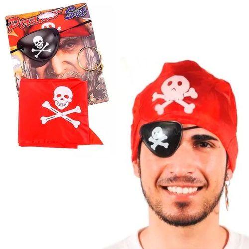 Korsan Bandana Korsan Göz Maskesi Ve Korsan Küpesi 3 Lü Kostüm Seti - Lisinya