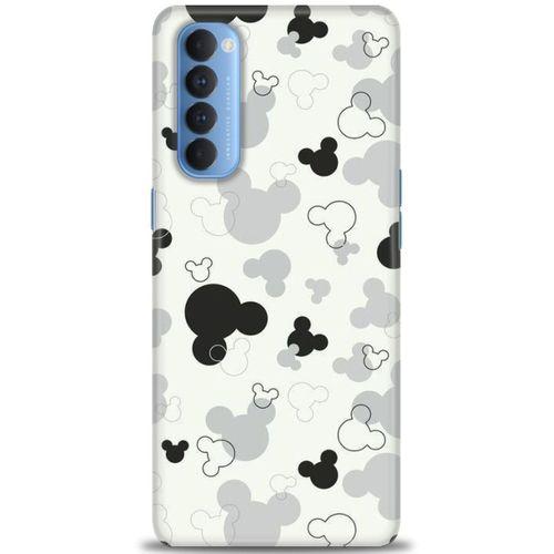 Oppo Reno 4 Pro Kılıf HD Baskılı Kılıf - Siyah Mickey + Tam Ekran Koruyucu