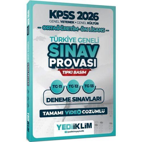 2026 KPSS Ortaöğretim Ön Lisans GY GK Türkiye Geneli Sınav Provası Tıpkı Basım 11-12-13 Deneme Yediiklim