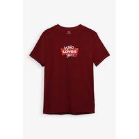 BAND Who Loves You Baskılı Bordo Unisex Tişört