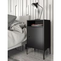 Wood'n Love Vio Metal Ayaklı Minifiks Bağlantı, Dolaplı Komodin - Siyah / Siyah