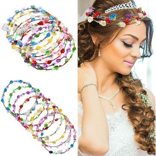 Renkli LED Çiçek Taç – 3 Işık Modlu Parti Tacı