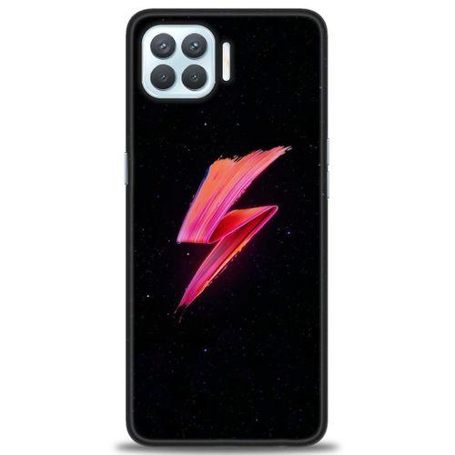Oppo Reno 4 Lite Kılıf HD Baskılı Kılıf - Pembe Şimşek + Tam Ekran Koruyucu