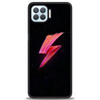Oppo Reno 4 Lite Kılıf HD Baskılı Kılıf - Pembe Şimşek + Tam Ekran Koruyucu