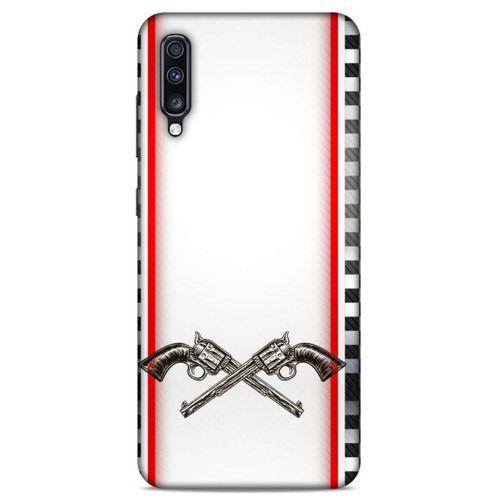 Lopard Samsung Galaxy A70 Uyumlu Kılıf Tattoo's (28) Arka Kapak Tabanca Sövmesi