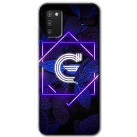 Potkal Hediye Fabrikası Samsung Galaxy A02s Kılıf HD Desen Baskılı Arka Kapak - Dark Neon Yaprak G Harfi