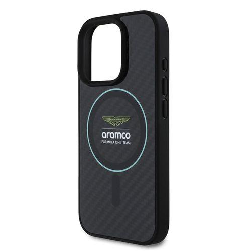 Apple iPhone 16 Pro Max Kılıf Aston Martin Orjinal Lisanslı M-safe Şarj Özellikli Renkli Halka ve Karbon Fiber Tasarımlı Kapak