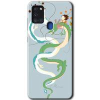 Potkal Hediye Fabrikası Samsung Galaxy A21s HD Baskılı Kılıf + 9D Tam Ekran Koruyucu - Snake Friendship