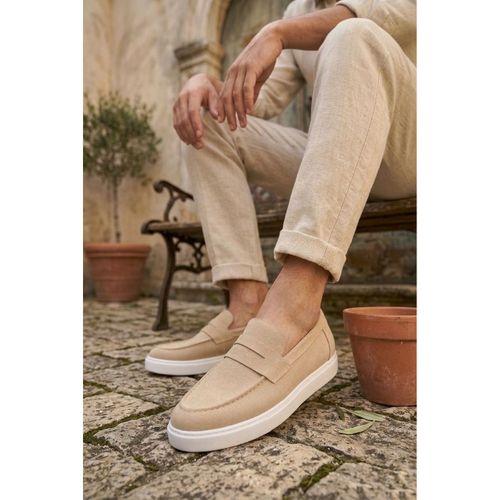BA0580 Bağcıksız Kuşaklı Yüksek Taban Krem Süet Erkek Ayakkabı