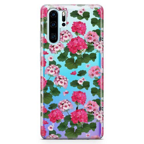 Huawei P30 Pro Kılıf Sardunya Çiçeği Arka Kapak Koruma Desenli Full Koruyucu