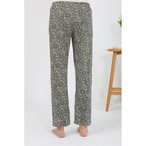 Kadın Penye Desenli Tek Alt Pijama Haki