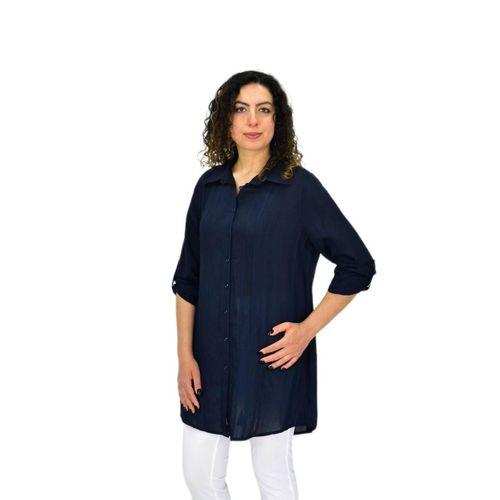 Kadın Lacivert Uzun Kol Gömlek BGL-ST04661