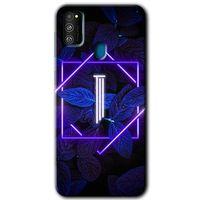 Potkal Hediye Fabrikası Samsung Galaxy M21 Kılıf HD Desen Baskılı Arka Kapak - Dark Neon Yaprak I Harfi