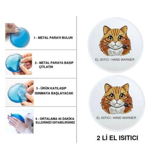 Sıa 2 Adet Kahverengi Kedi Cep Sobası,El Isıtıcı,Sıcak Su Torbası Pvc  10X9,5Cm