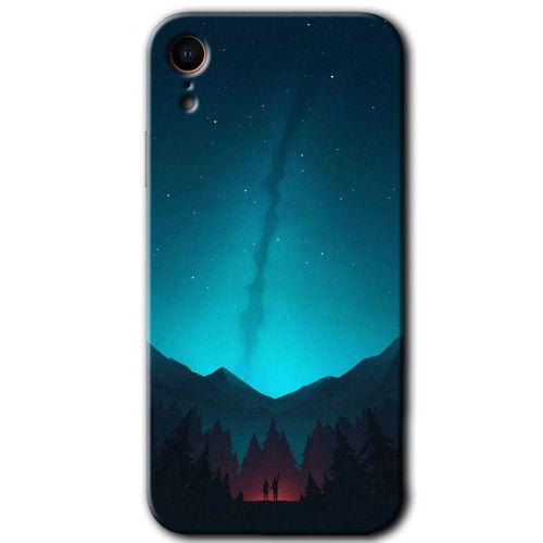 iPhone XR Kılıf HD Desen Baskılı Arka Kapak - Night Fores Mount + Kırılmaz Cam