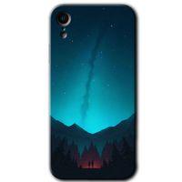 iPhone XR Kılıf HD Desen Baskılı Arka Kapak - Night Fores Mount + Kırılmaz Cam