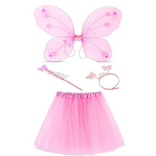 Eğitici Çocuk Toz Pembe Kelebek Kostümü - Toz Pembe Kelebek Kostüm Aksesuar Seti 4 Parça