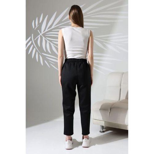 Kadın Uzun Kollu Dalıç Kumaş Cep Detay Beli Lastikli ütüsüz Pantolon