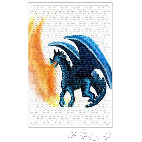 Dragao Em Tons De Azul Cuspindo Fogo Puzzle 240 Parça Yapboz