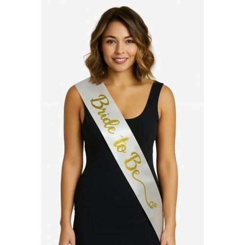 Eğitici Oyuncak  Beyaz Saten Üzerine El Yazısı İtalik Altın Bride To Be Kuşağı