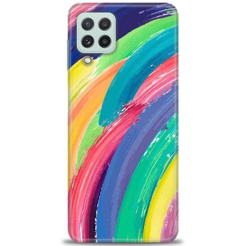 Samsung Galaxy A22 Kılıf HD Baskılı Kılıf - Rengarenk + Tam Ekran Koruyucu