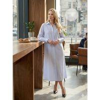 Kadın Uzun Kollu çizgi Detay Maxi Boy Gömlek Elbise